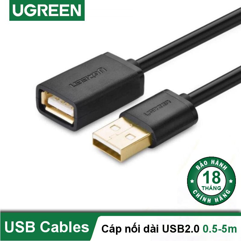 Dây USB 2.0 nối dài UGREEN US103 dùng cho PC, Laptop, Macbook hàng chính hãng