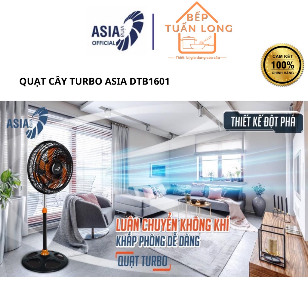 Quạt Cây Turbo Asia Model DTB1601  màu đen, màu xám Bảo Hành 2 Năm Hàng Chính Hãng