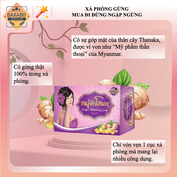 XÀ PHÒNG GỪNG SÁNG DA MỜ THÂM THÁI LAN CHÍNH HÃNG-XÀ PHÒNG GỪNG GINGER WHITENING SOAP THÁI LAN