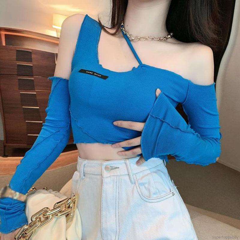 Áo Thun Tay Dài Trễ Vai Thiết Kế Độc Đáo Cho Nữ