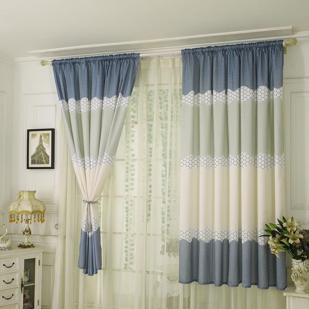 Wide Strip Shading Half Curtain Living Bedroom Room Semi Blaout Purdah-mat