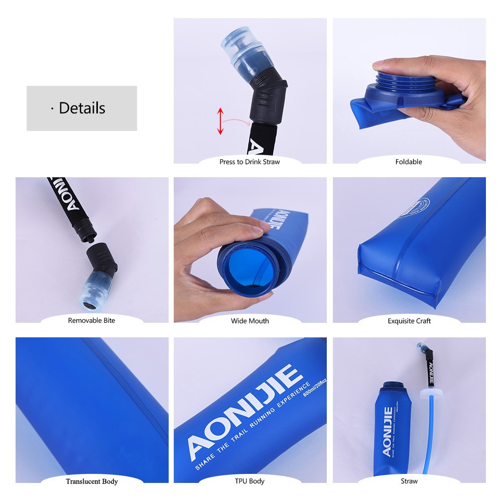Bình nước mềm AONIJIE bằng nhựa mềm có thể xếp gọn tiện lợi cho hoạt động ngoài trời
