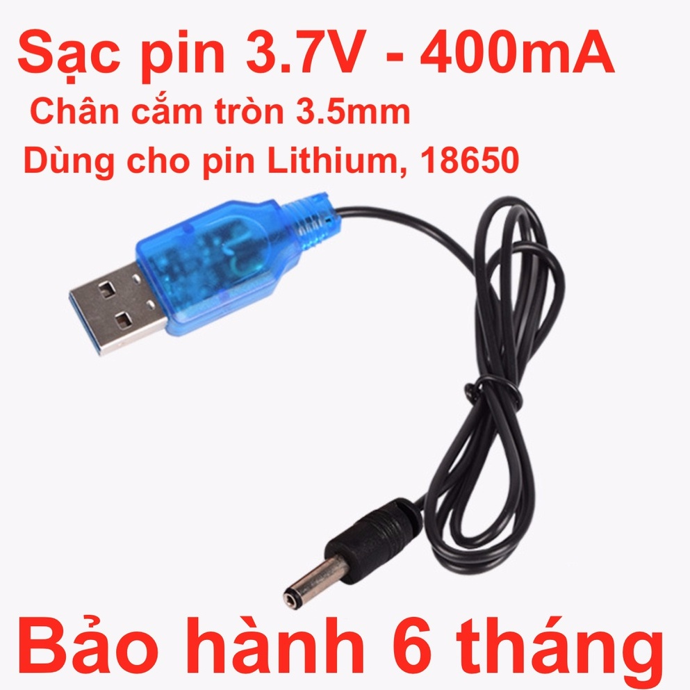 Sạc pin 3.7V Lithium chân cắm 3.5mm dùng cho xe điều khiển từ xa, máy bay drone, quạt điện mini [cắm cổng USB]