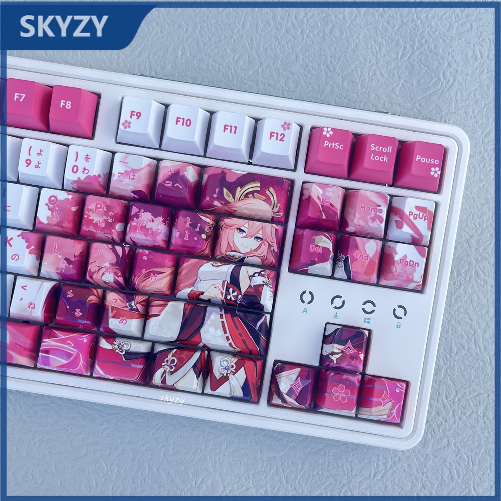 128 phím Genshin Impact Yae Miko Keycaps Cherry Profile Anime PBT Dye Sub Bàn phím cơ học Keycap | BigBuy360 - bigbuy360.vn