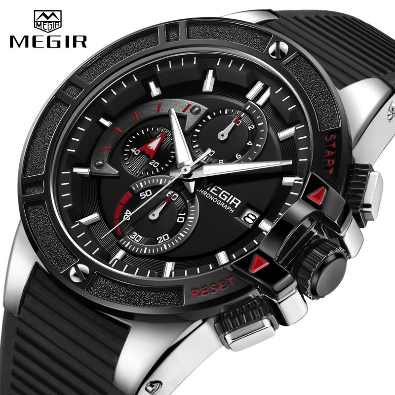 Đồng Hồ Thể Thao MEGIR 2095 Chống Nước Với Dây Đeo Silicon Dành Cho Nam