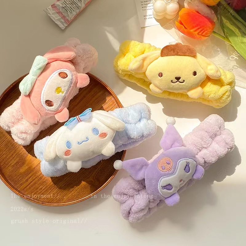 Băng Đô Cài Tóc Phủ Lông Họa Tiết Hoạt Hình Phong Cách Hàn Quốc Dễ Thương Dùng Rửa Mặt
