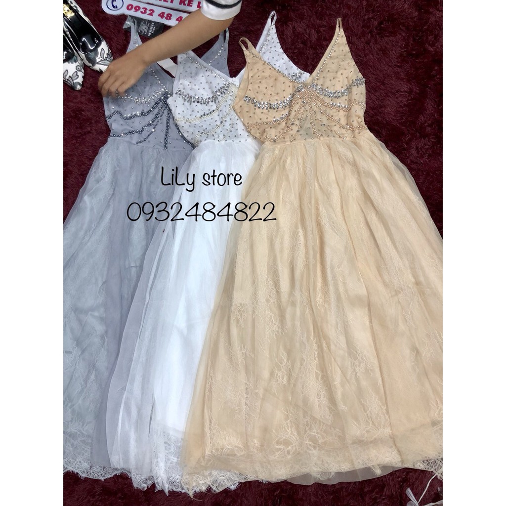 ẢNH VÀ VIDEO THẬT 10000% Xoè ren mi kết đá pha lê 2 dây CAO CẤP