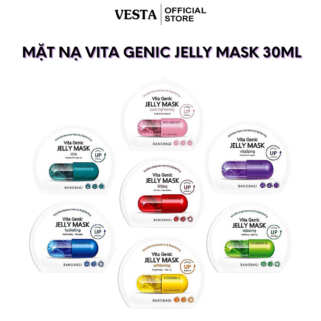 Hộp 10 Mặt Nạ Giấy Banobagi Jelly Vita Genic Mask Viên Thuốc Bổ Sung Vitamin Thần Thánh 30ml/Miếng
