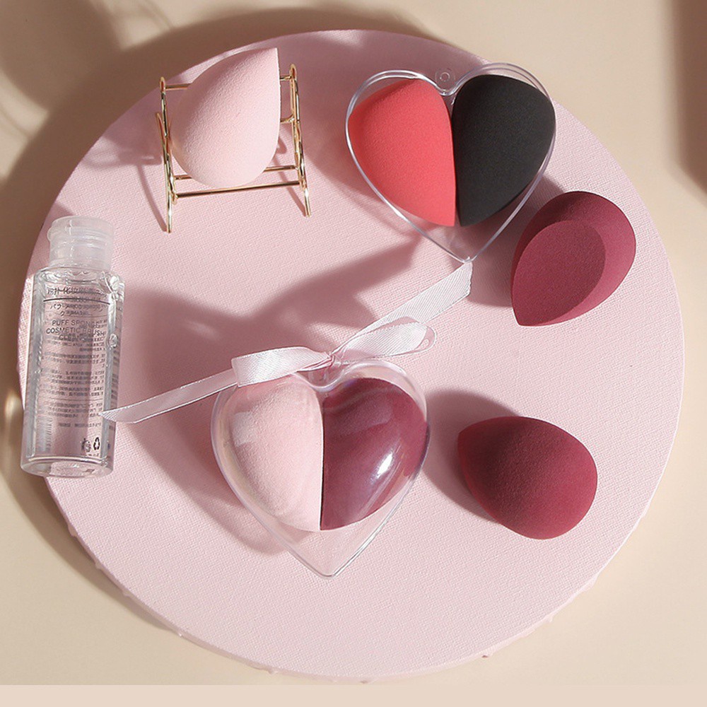 [Hàng mới về] Mút tán kem nền mini hình trái tim nhiều màu sắc dùng trang điểm ướt và khô