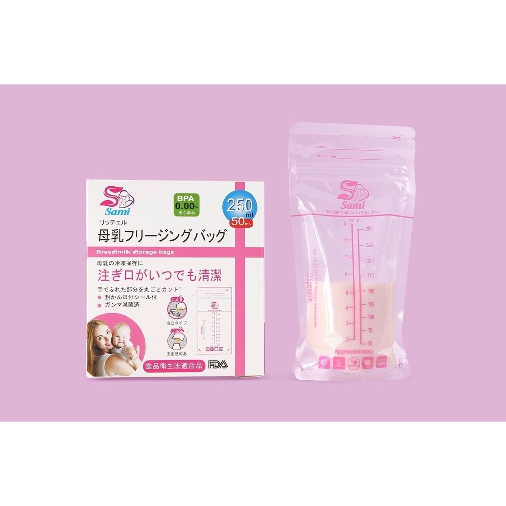 Túi trữ sữa Sami - Hộp 30 túi (100ml, 250ml) - Sản phẩm an toàn được các mẹ tin dùng nhiều