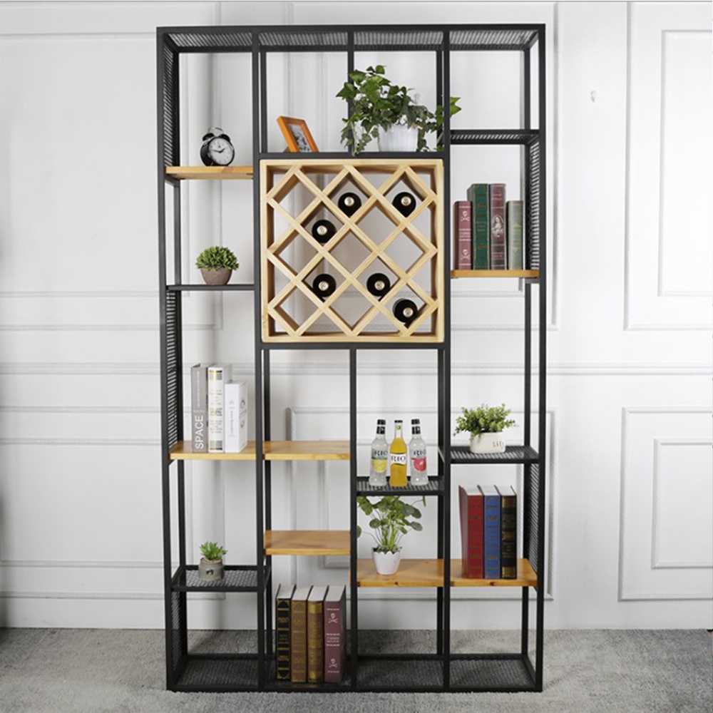 Kệ trưng bày trang trí, để rượu IBIE AK021 mặt gỗ, khung sắt sơn tĩnh điện, tùy chọn kích thước, màu sắc, gia công tỉ mỉ