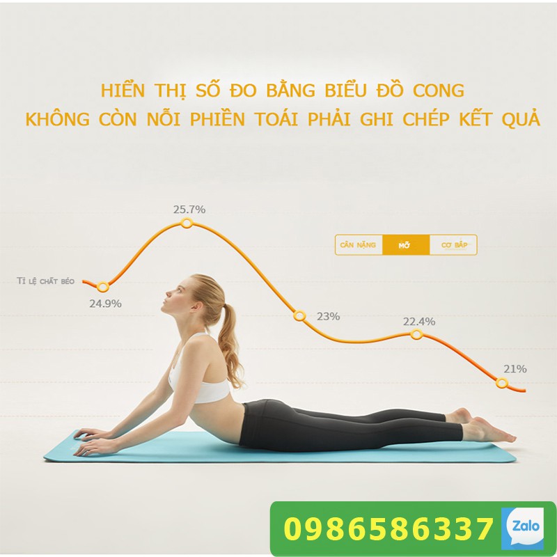 Cân thông minh Yunmai - Xiaomi đo lượng mỡ, mật độ xương cùng lúc 10 chỉ số cơ thể