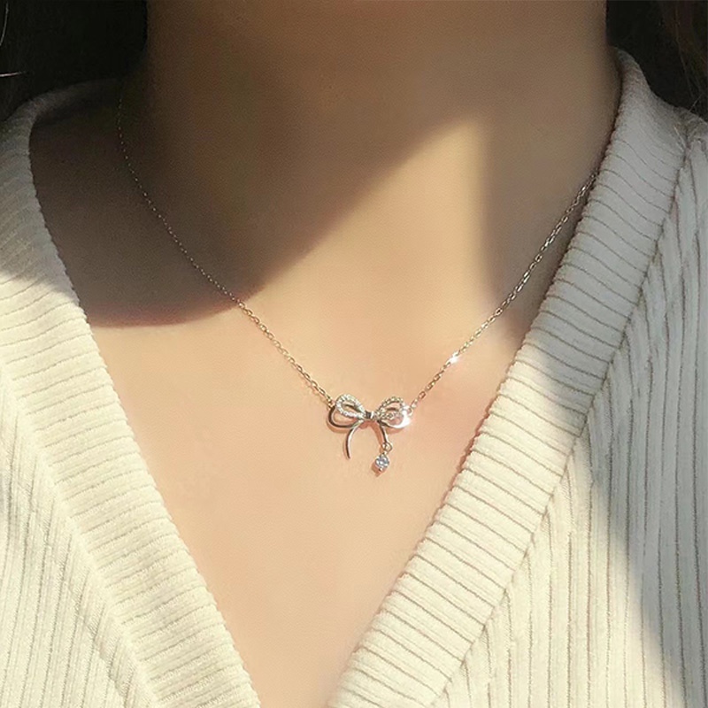 Vòng cổ Mặt Nơ Đính Đá Dễ Thương Phong Cách Hàn Quốc