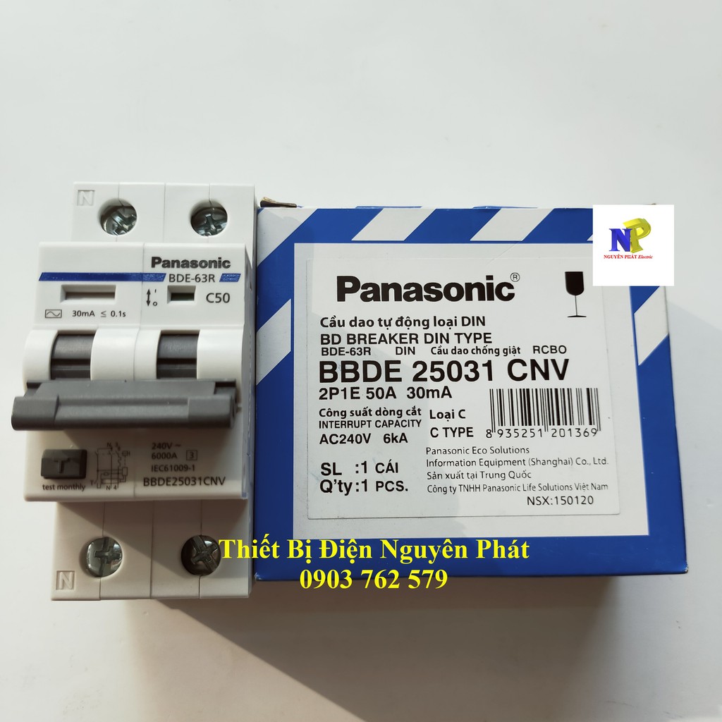 [PANASONIC] Cầu Dao Chống Giật RCBO Bảo Vệ Quá Tải, Ngắt Mạch, Chống Rò