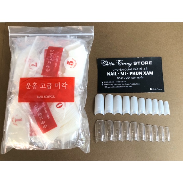 Móng nối Hàn Quốc gói 500 móng form vuông