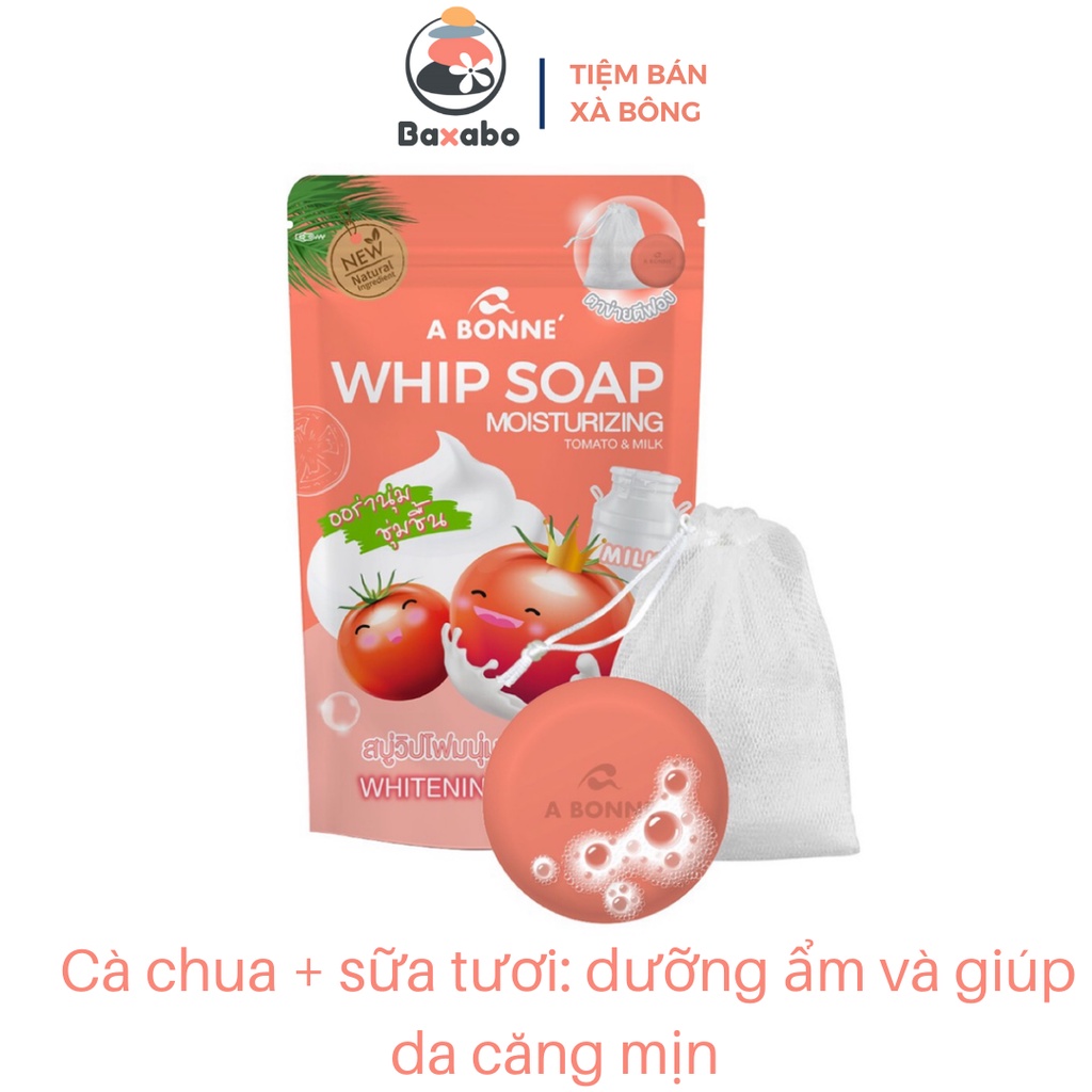 XÀ PHÒNG DƯỠNG DA ABONNE WHIP SOAP NỘI ĐỊA THÁI LAN 100GR - TẶNG KÈM TÚI LƯỚI TẠO BỌT XÀ PHÒNG CAO CẤP