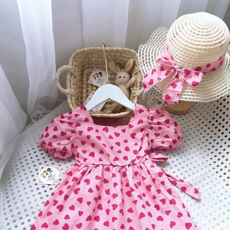 VÁY THÔ BABY DOLL CHẤM BI KÈM MŨ CHO BÉ