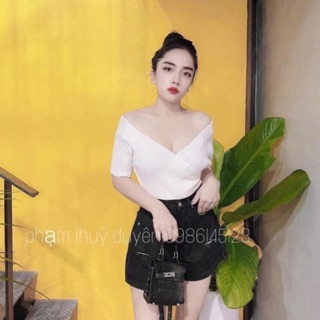 Áo bẹt vai thun gân đũa ✅✅✅ y