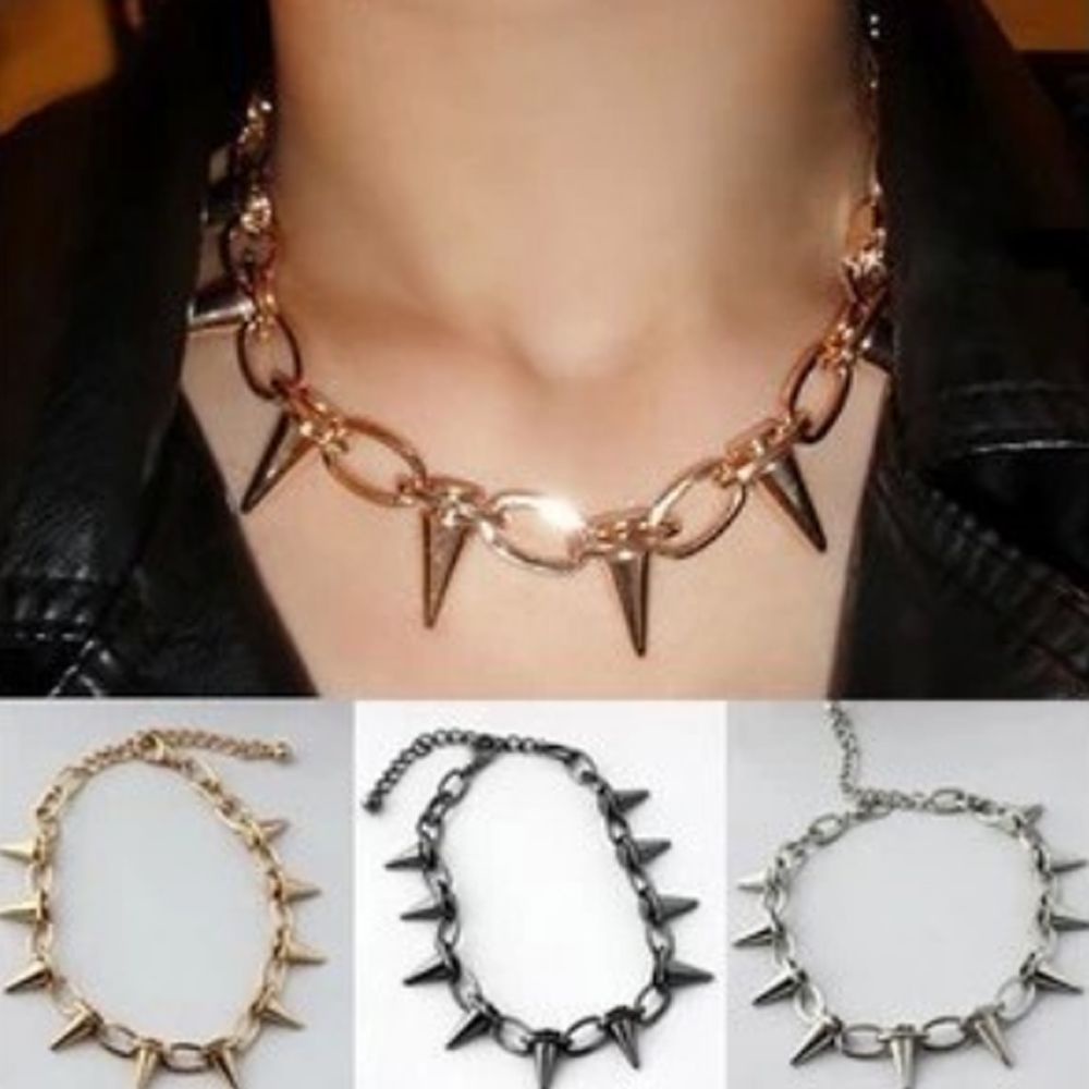 Vòng cổ choker bằng hợp kim đính đinh tán nhiều màu phong cách harajuku cho nam và nữ