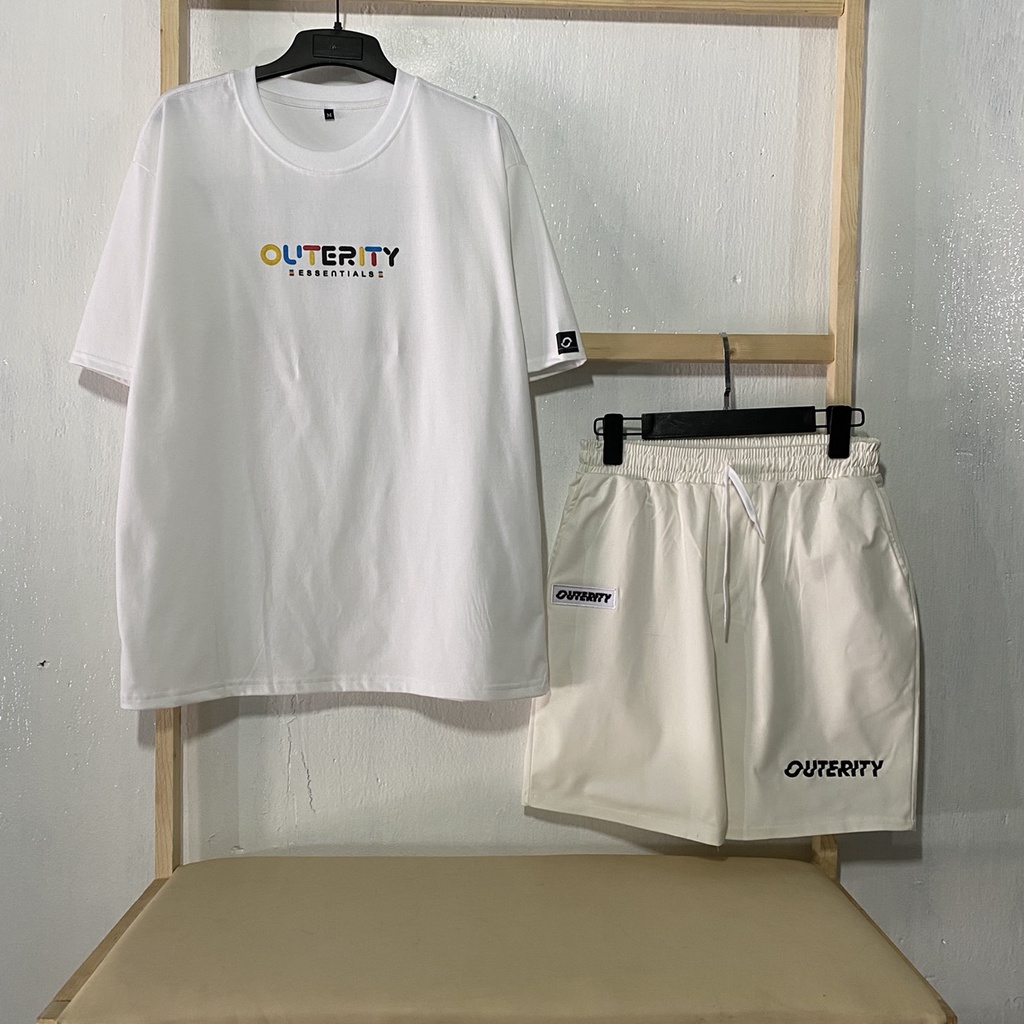 Quần short kaki nam nữ cạp thun in chữ Outerity – Unisex 2022