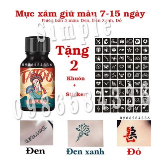 [Kèm quà]Mực Xăm Phiên Bản 3 Màu Cao Cấp [ Tặng 2 khuôn xăm+ sticker cá tính] NO.2