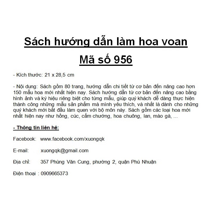 Nghệ thuật làm hoa voan - Mã số 956