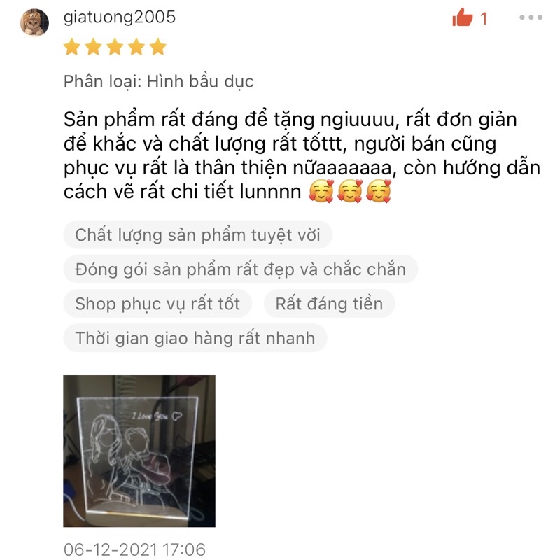 Đèn ngủ tự khắc theo yêu cầu GMA Studio