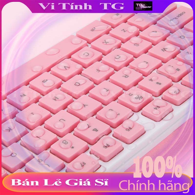 Bàn phím chuột không dây gaming xanh hồng mỏng dễ thương giá rẻ WQ CBKDT2000