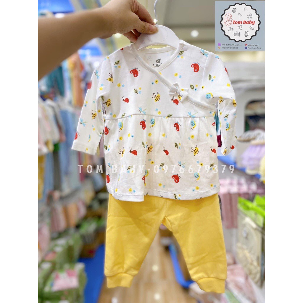Bộ dài tay Lullaby cotton dày cho bé gái quần áo thu đông cho bé