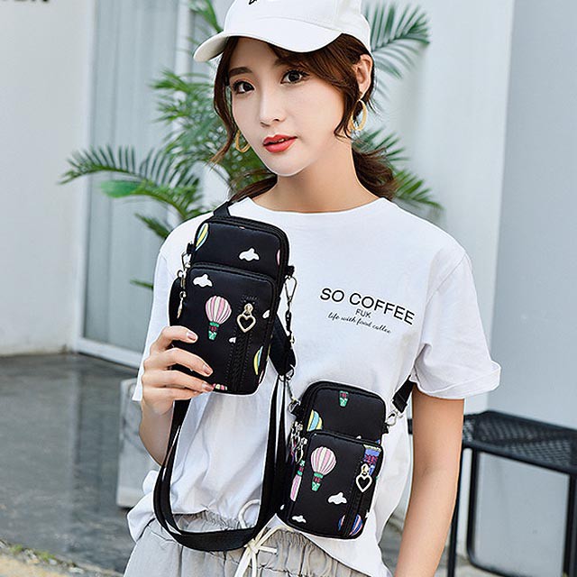 Túi đeo chéo nữ đi chơi vải dù chống nước thời trang nhỏ đẹp, nhiều ngăn đựng điện thoại, dễ thương màu đen, hồng giá rẻ | BigBuy360 - bigbuy360.vn