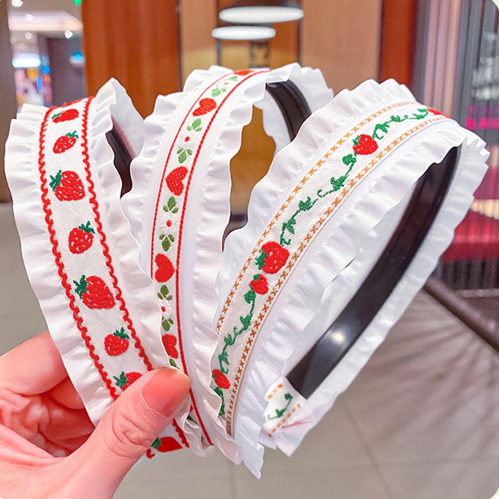 FORBETTER Băng Đô Bện Tóc Đính Hoa / Dâu Tây Dễ Thương Cho Nữ