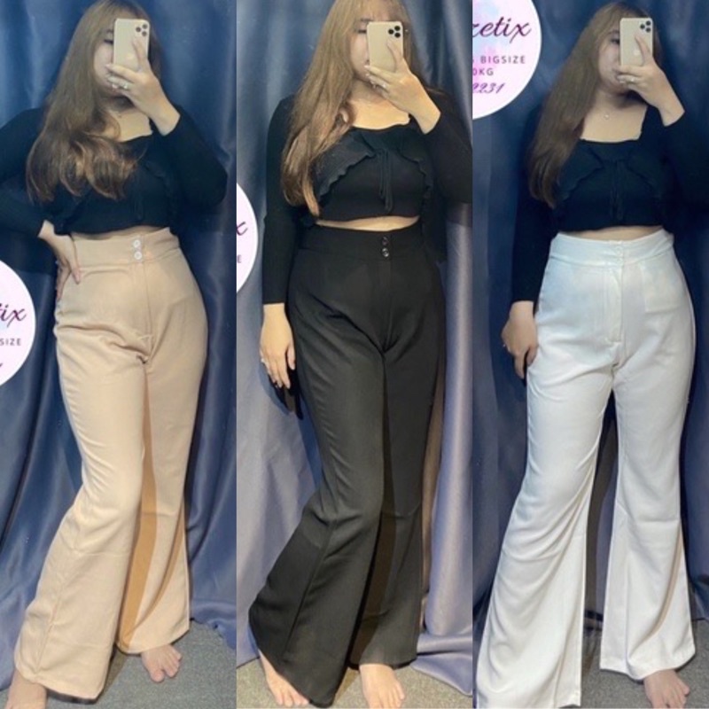 BIGSIZE Quần ống loe siêu hack dáng bigsize 50-90kg mẫu chụp thật 100%