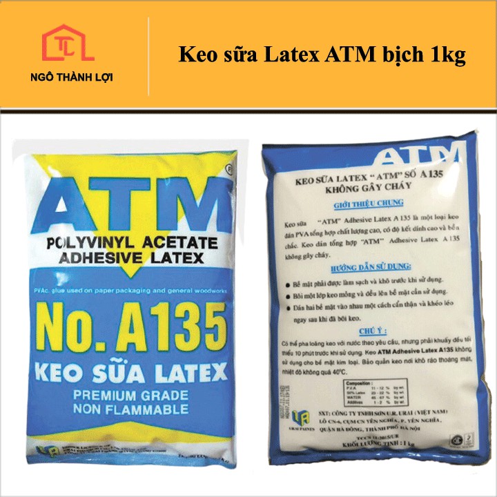 Keo sữa latex ATM bịch 1kg dùng để dán giấy dán tường và đồ thủ công, dán thảm, đồ gỗ, đồ trang trí