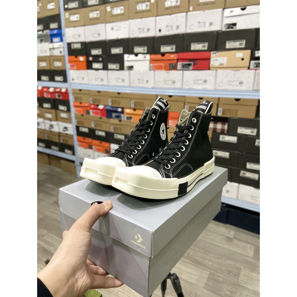 Giày RickOwens Drkshdw x Converse Turbodrk 2 màu đen trắng