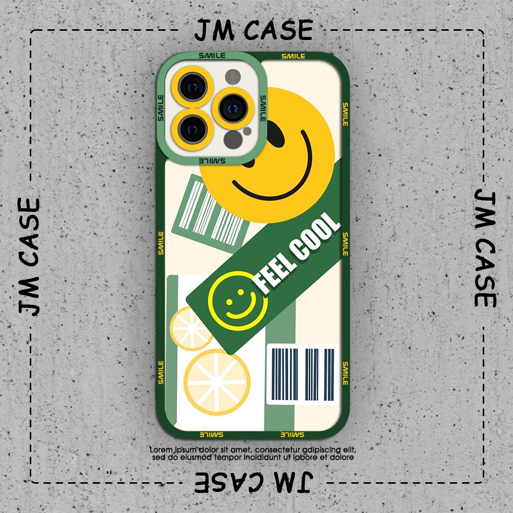 Ốp lưng iphone samsung xiaomi oppo cạnh vuông JM CASE Drew smile feel good mặt cười