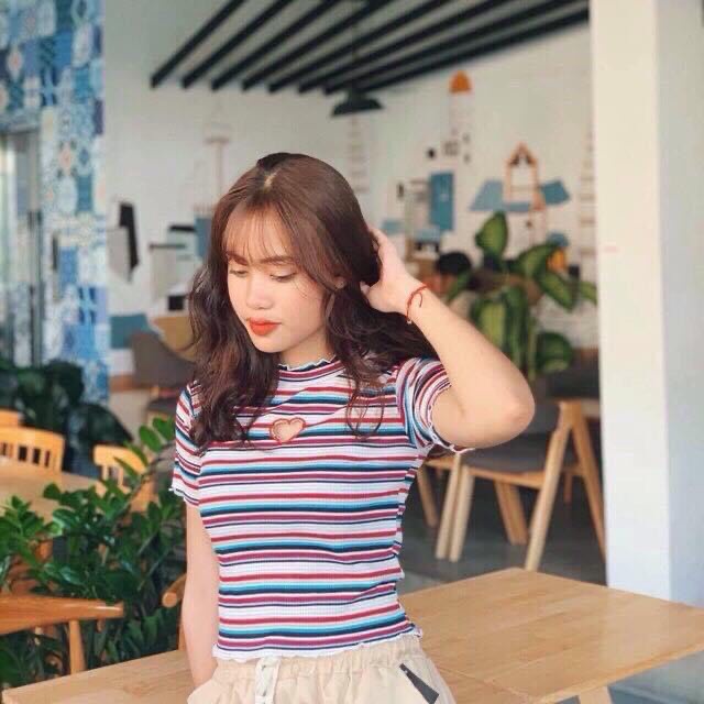 Áo thun ôm body croptop khoét tim A228