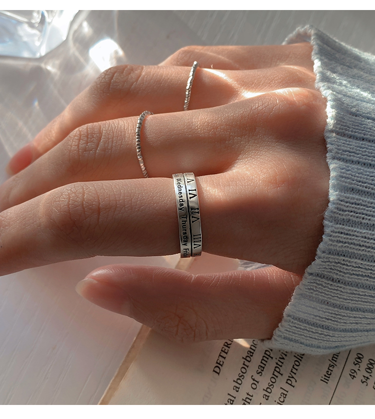 Nhẫn Dạng Mở Khắc Số La Mã Phong Cách Retro Thời Trang Cho Cặp Đôi