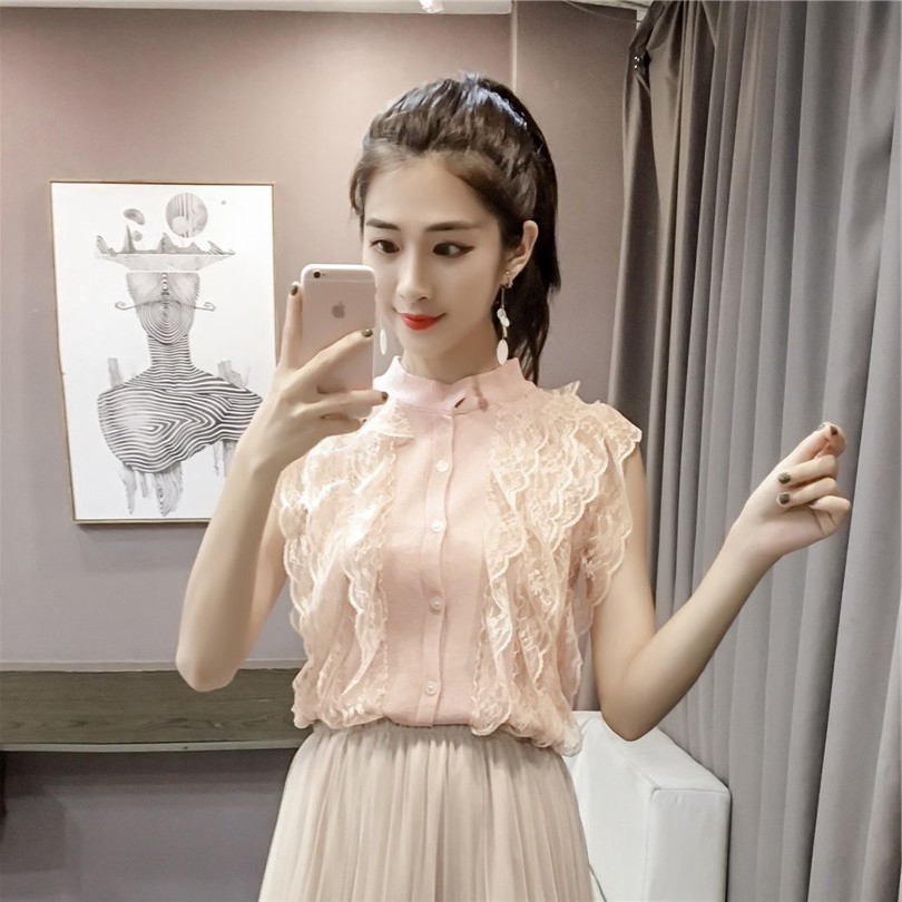 Áo len không tay phối ren dễ thương dành cho nữ | BigBuy360 - bigbuy360.vn