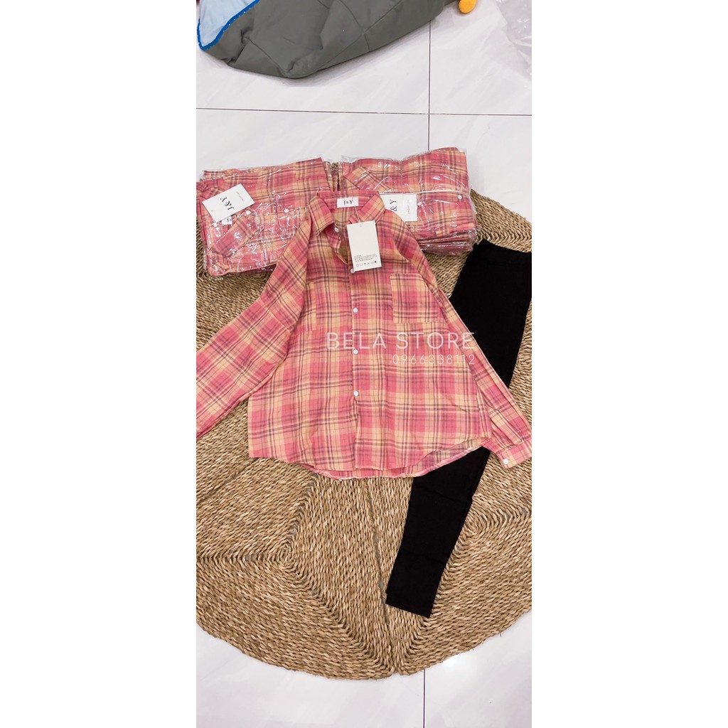 SÉT ÁO SƠMI CARO QUẦN LEGGIN NGẮN-DÀI (Video, ảnh thật)