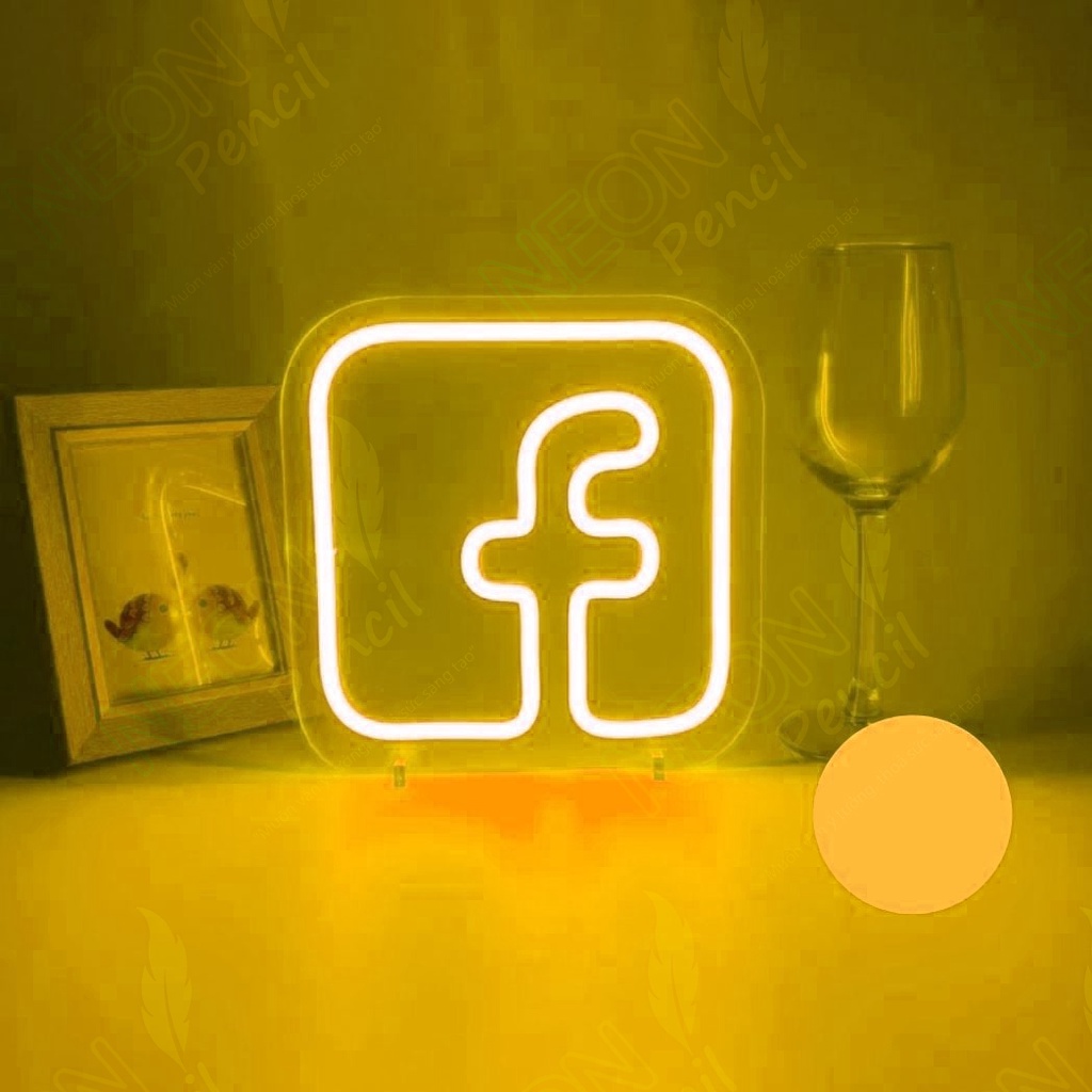 Logo Facebook 25*25cm | Đèn led Neon | Chữ led trang trí | Decor phòng ngủ | đèn decor - Pencil Neon