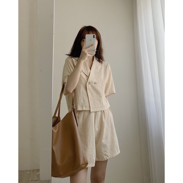 Set bộ croptop chất vải đũi 420