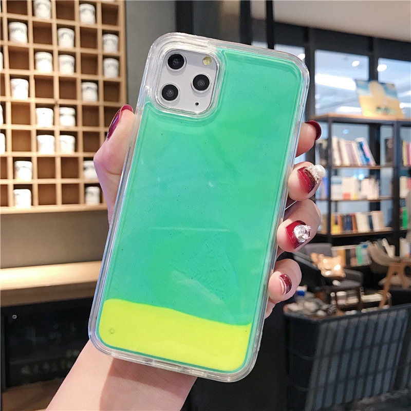 Ốp điện thoại cát neon lấp lánh phát sáng sang trọng thích hợp cho iPhone 14 13 12 11 Pro Max XS XR 8 Plus