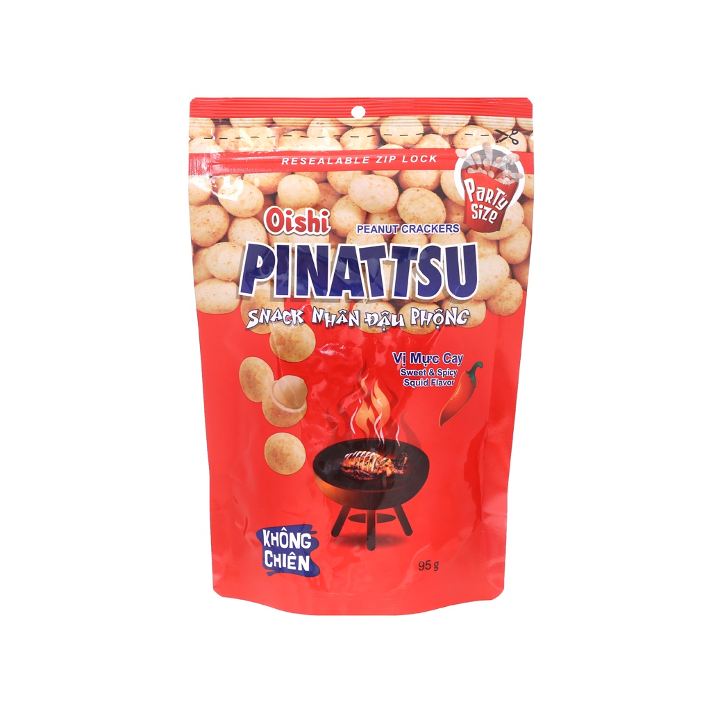 Snack Nhân Đậu Phộng 4 Vị Siêu Ngon Pinattsu Oishi gói 95g-Không Chiên-An Toàn