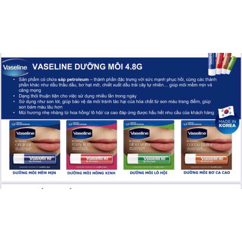 Son Dưỡng Môi Vaseline Thỏi 4.8g