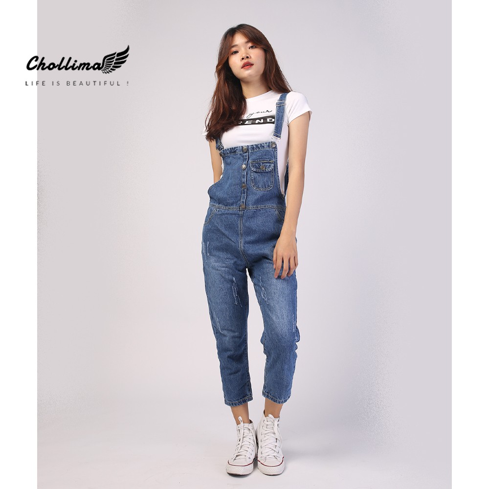 Yếm jean dài nữ Chollima 5 cúc YJ012 phong cách hàn quốc trẻ trung năng động