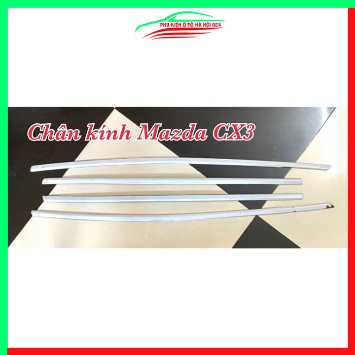 Bộ nẹp viền chân kính cong kính Mazda CX-3 CX3 2021-2023 Inox sáng bóng chuẩn form xe