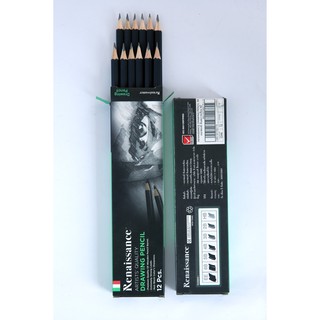 Bút chì 2B, 3B, 4B, 5B, 6B mỹ thuật THÁI LAN Renaissance (Cây)