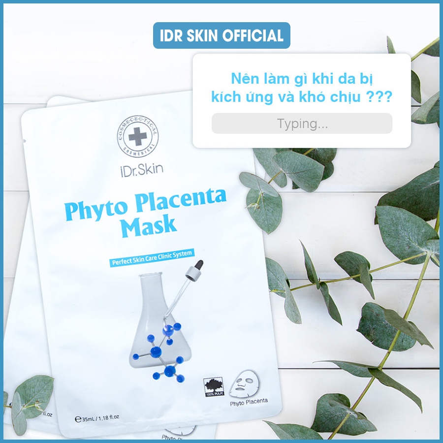 Mặt nạ nhau thai phục hồi da Idr Skin_IDr Skin Phyto Placenta Mask giúp giảm sưng đỏ sau lăn kim, vi tảo...