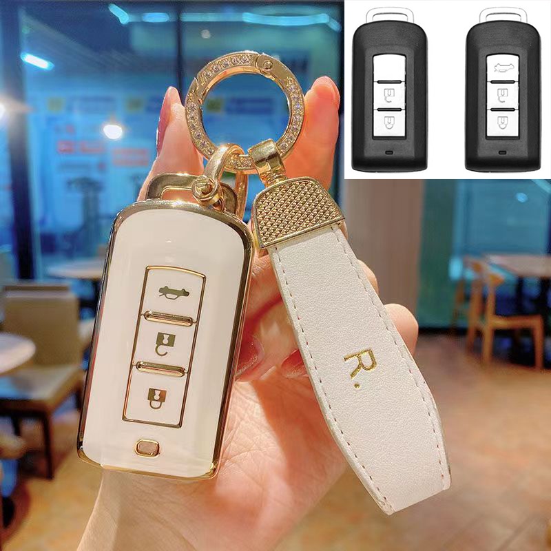Vỏ Da Bảo Vệ Chìa Khóa Điều Khiển Từ Xa Cho Xe Hơi Mitsubishi Triton / Outlander / ASX / Xpander / Mirage / Attrage