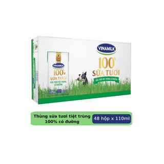 Thùng sữa tươi tiệt trùng Vinamilk Có đường hộp 110ml (48 hộp)